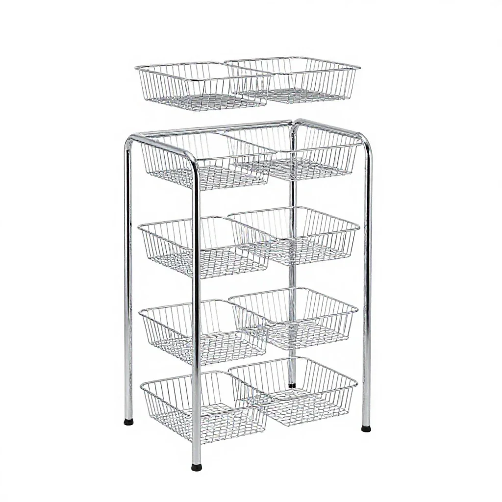 Changing table with baskets isolated on a white background