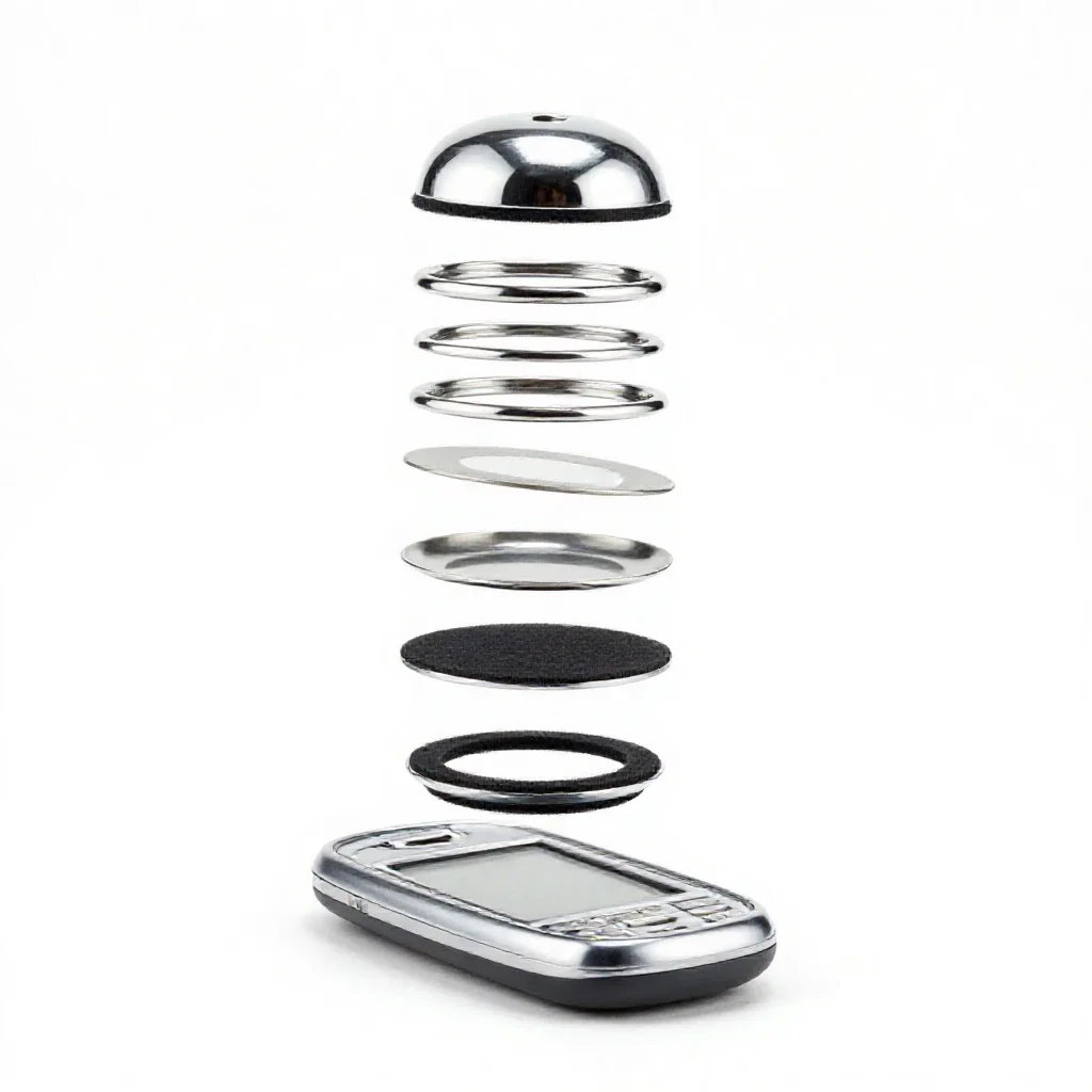 Mobile with felt shapes isolated on a white background
