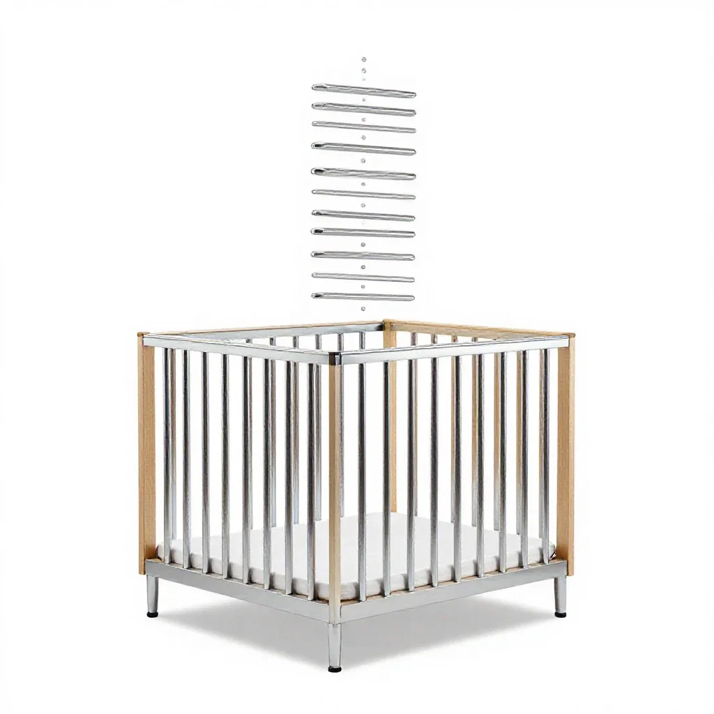 Wooden crib isolated on a white background