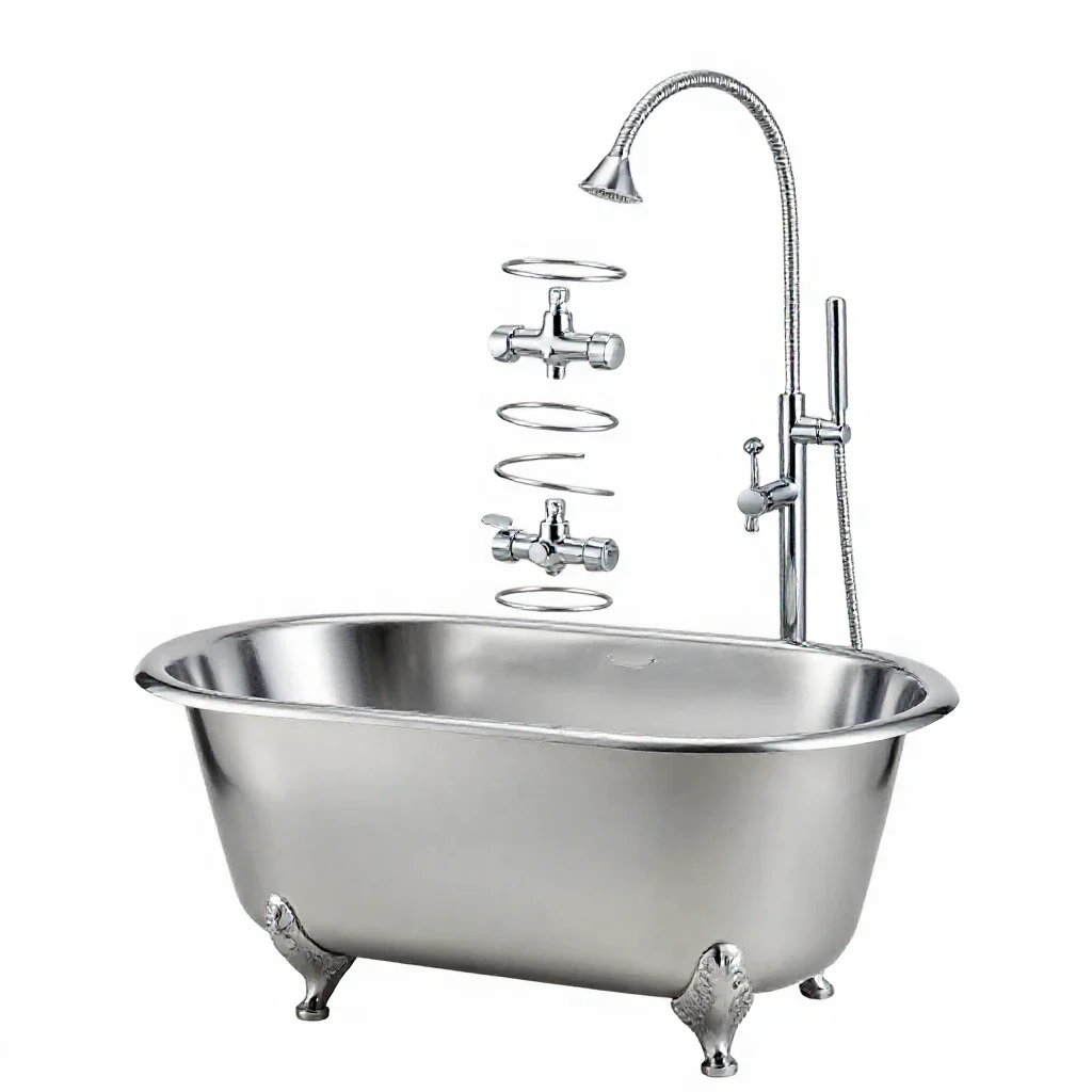 Bathing tub with a hose isolated on a white background