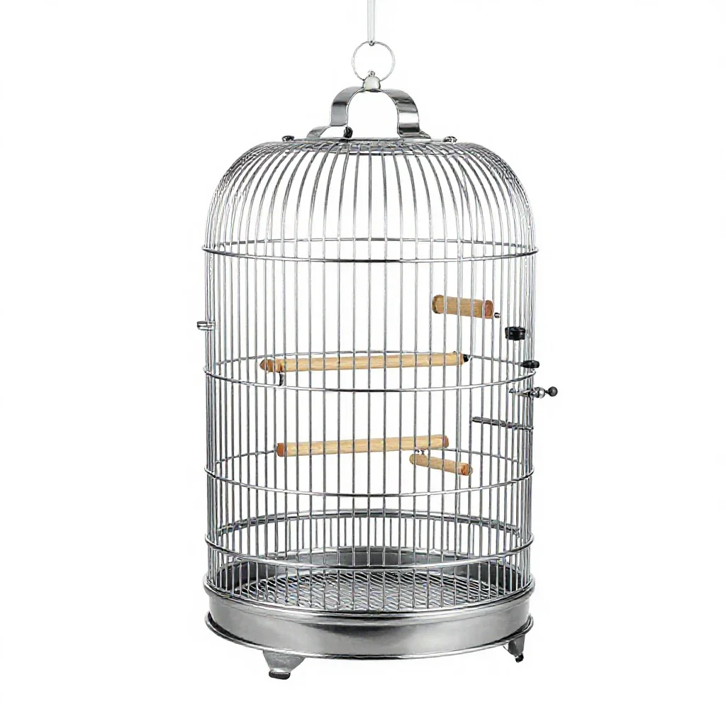 Bird cage with perches isolated on a white background