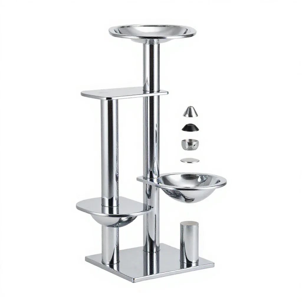Cat tree with platforms isolated on a white background