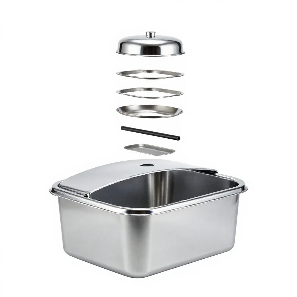 Litter box with a hood isolated on a white background