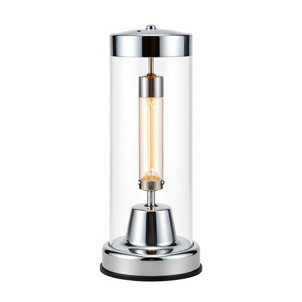Terrarium with a heat lamp isolated on a white background