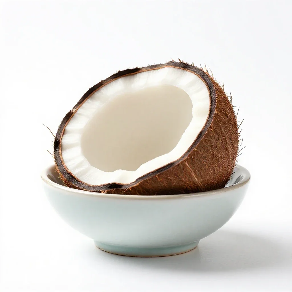Coconut cracked open isolated on a white background