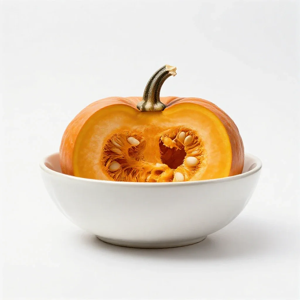 Crown pumpkin cut open isolated on a white background