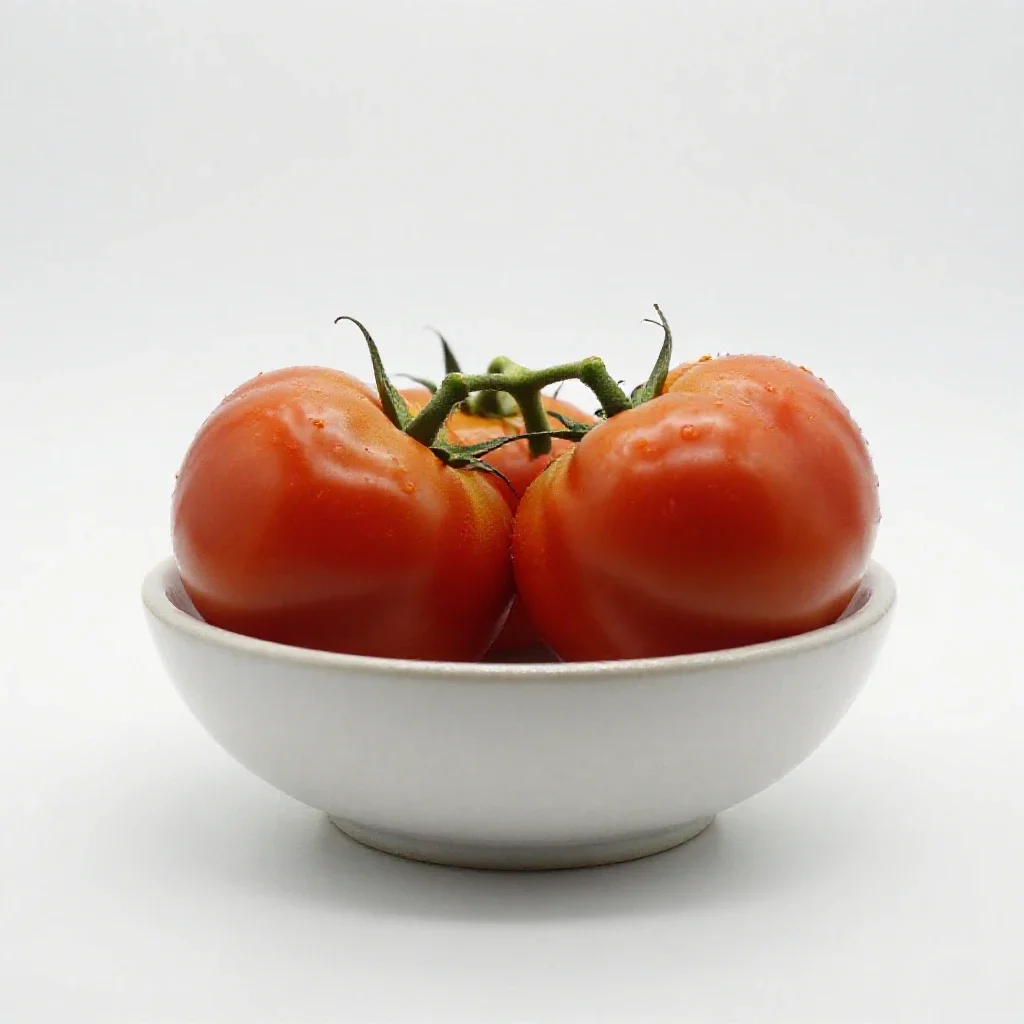 Heirloom tomato on the vine isolated on a white background