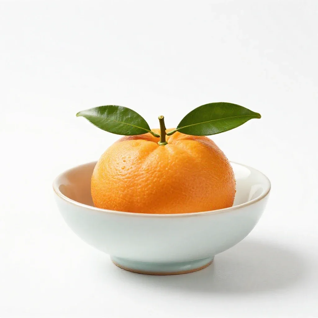Mandarin with leaves isolated on a white background