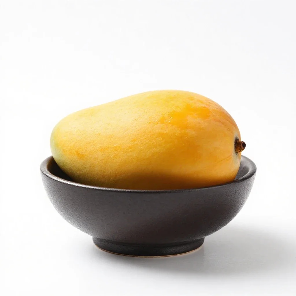 Mango cheek scored isolated on a white background