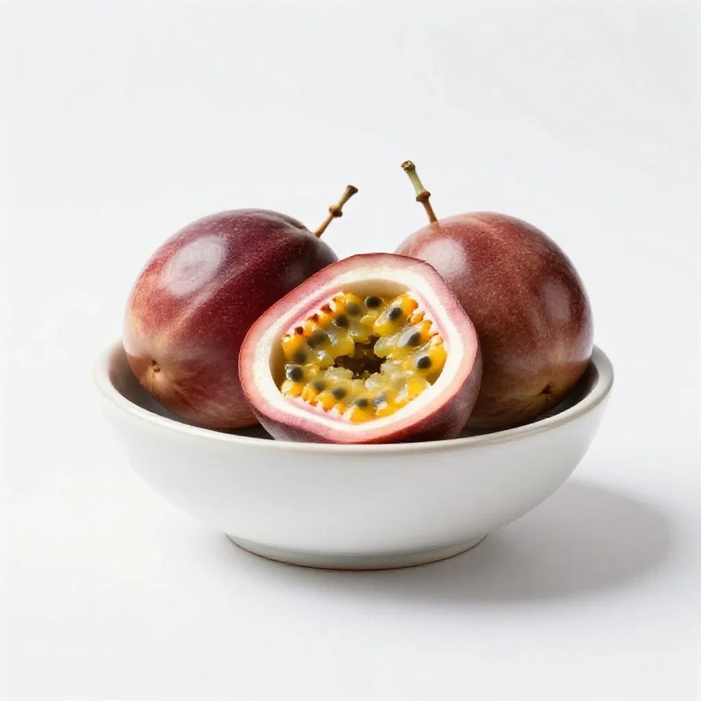 Passionfruit halved isolated on a white background