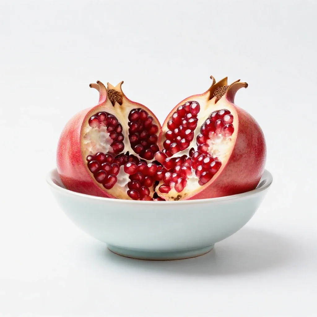 Pomegranate broken open isolated on a white background