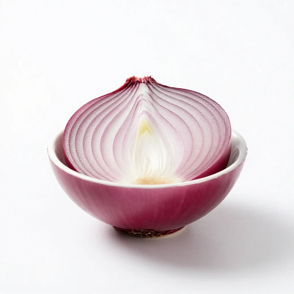 Red onion halved isolated on a white background