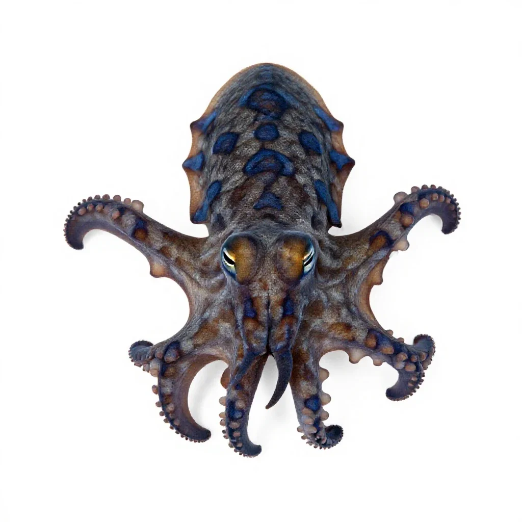 Blue-ringed octopus isolated on a white background