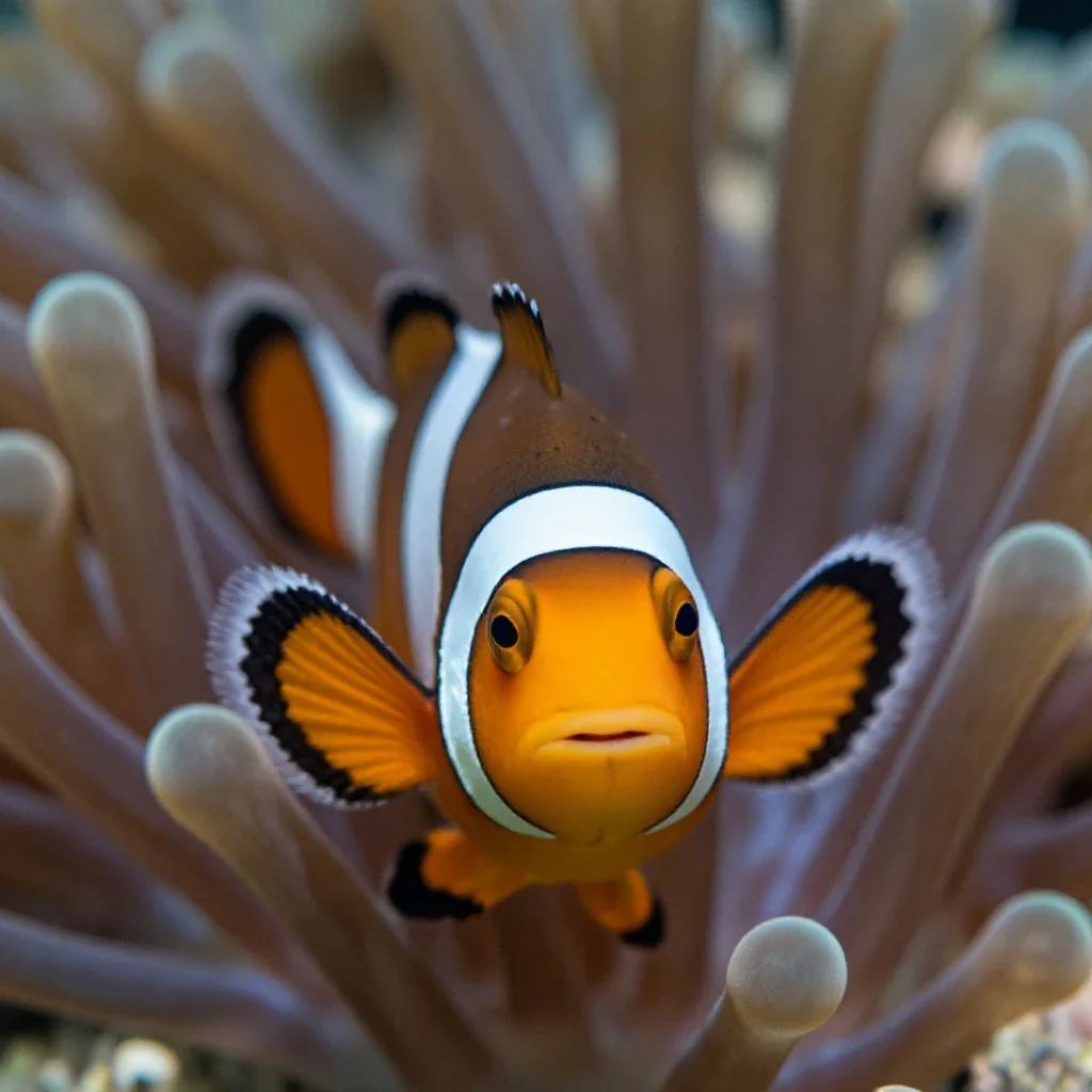 Clownfish in an anemone isolated on a white background