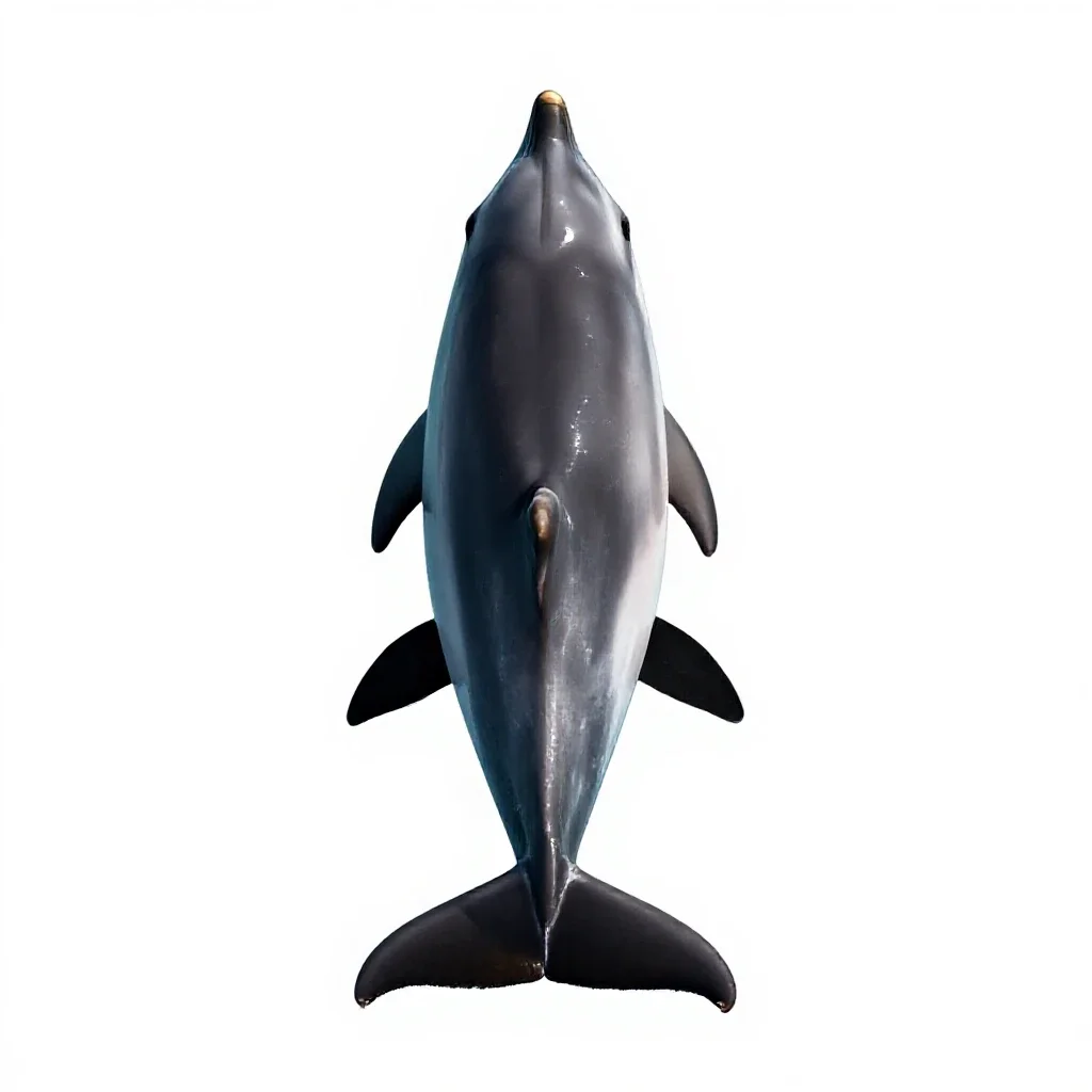 Dolphin mid-leap isolated on a white background