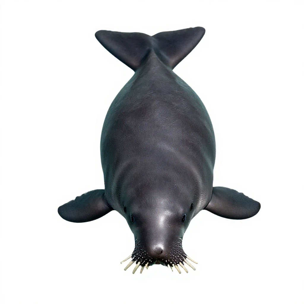 Dugong grazing isolated on a white background