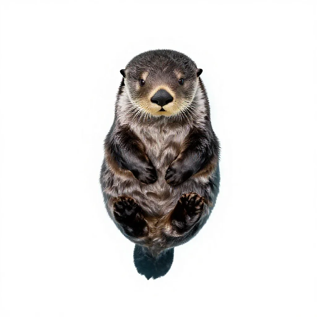 Sea otter floating isolated on a white background
