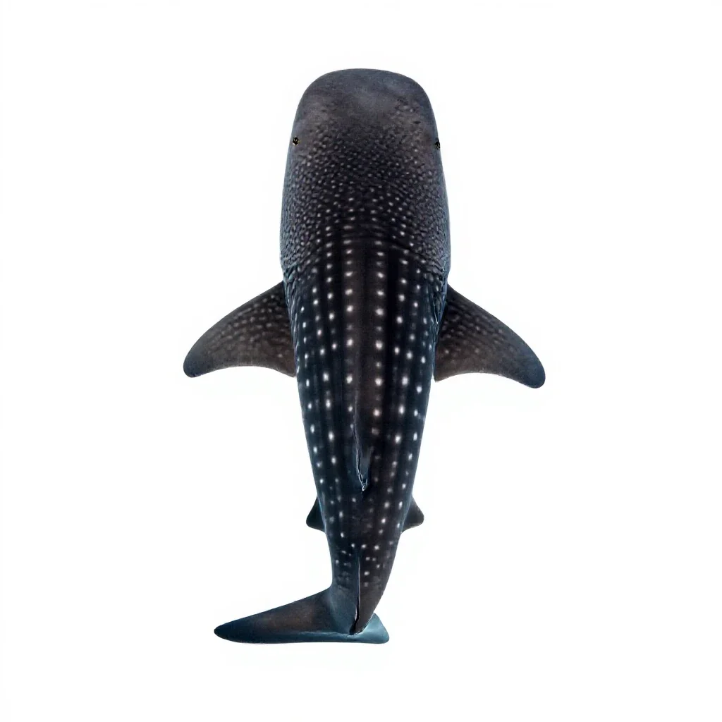 Whale shark with remoras isolated on a white background