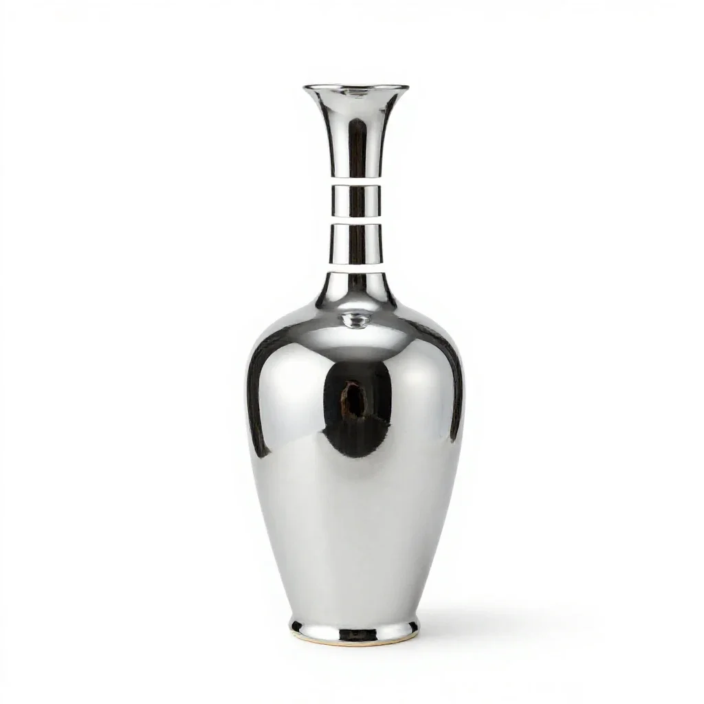 Ceramic vase with a narrow neck isolated on a white background