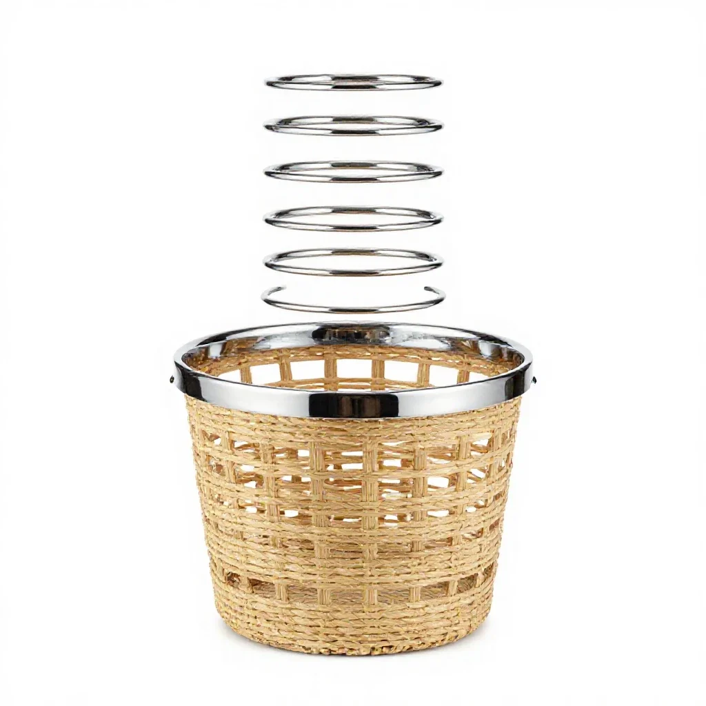 Laundry basket in seagrass isolated on a white background