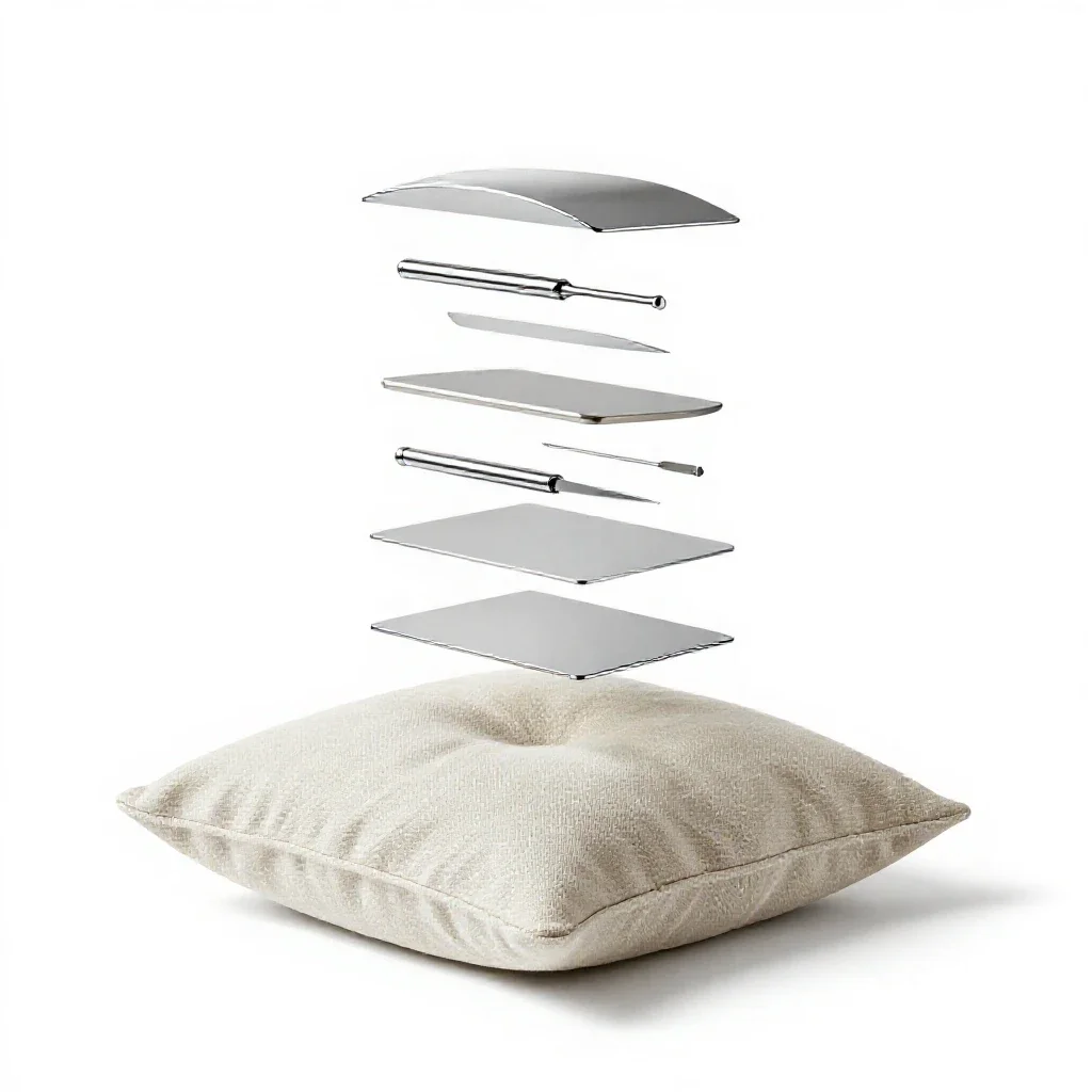 Linen cushion with a knife edge isolated on a white background