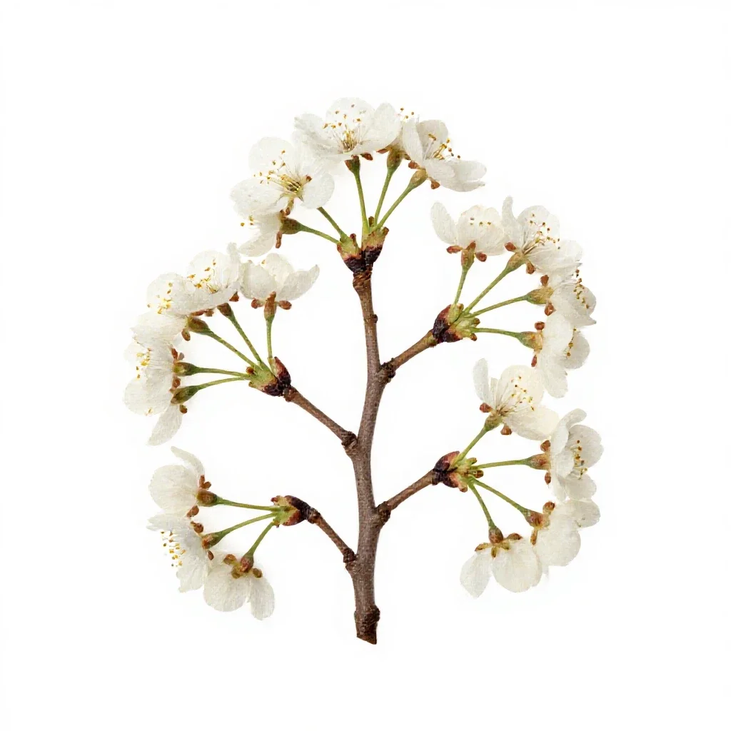 Cherry tree in blossom isolated on a white background