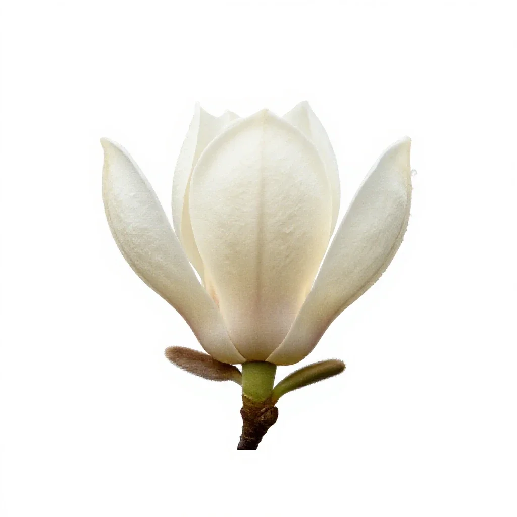 Magnolia tree in bud isolated on a white background