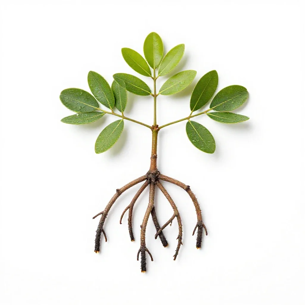 Mangrove with stilt roots isolated on a white background