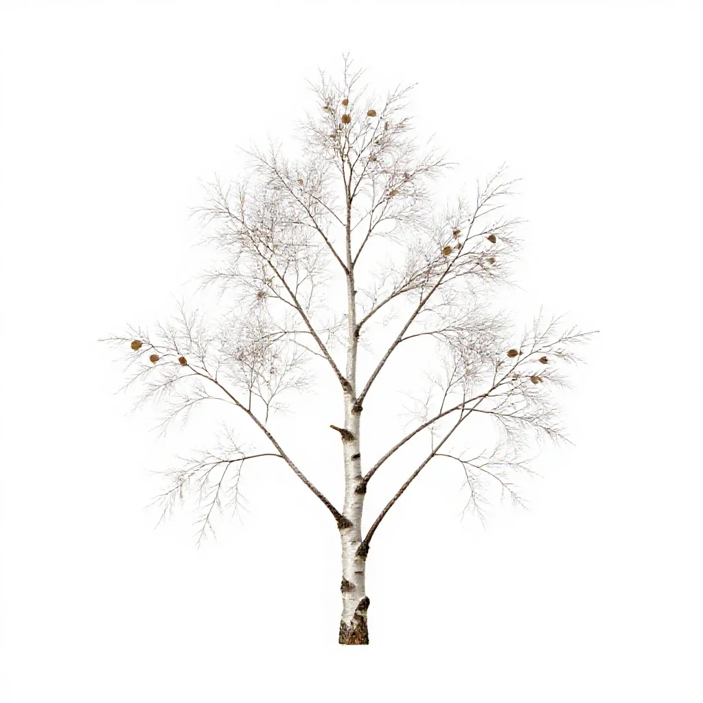 Silver birch stand isolated on a white background