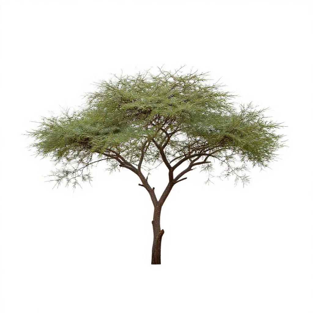 Acacia on savannah isolated on a white background