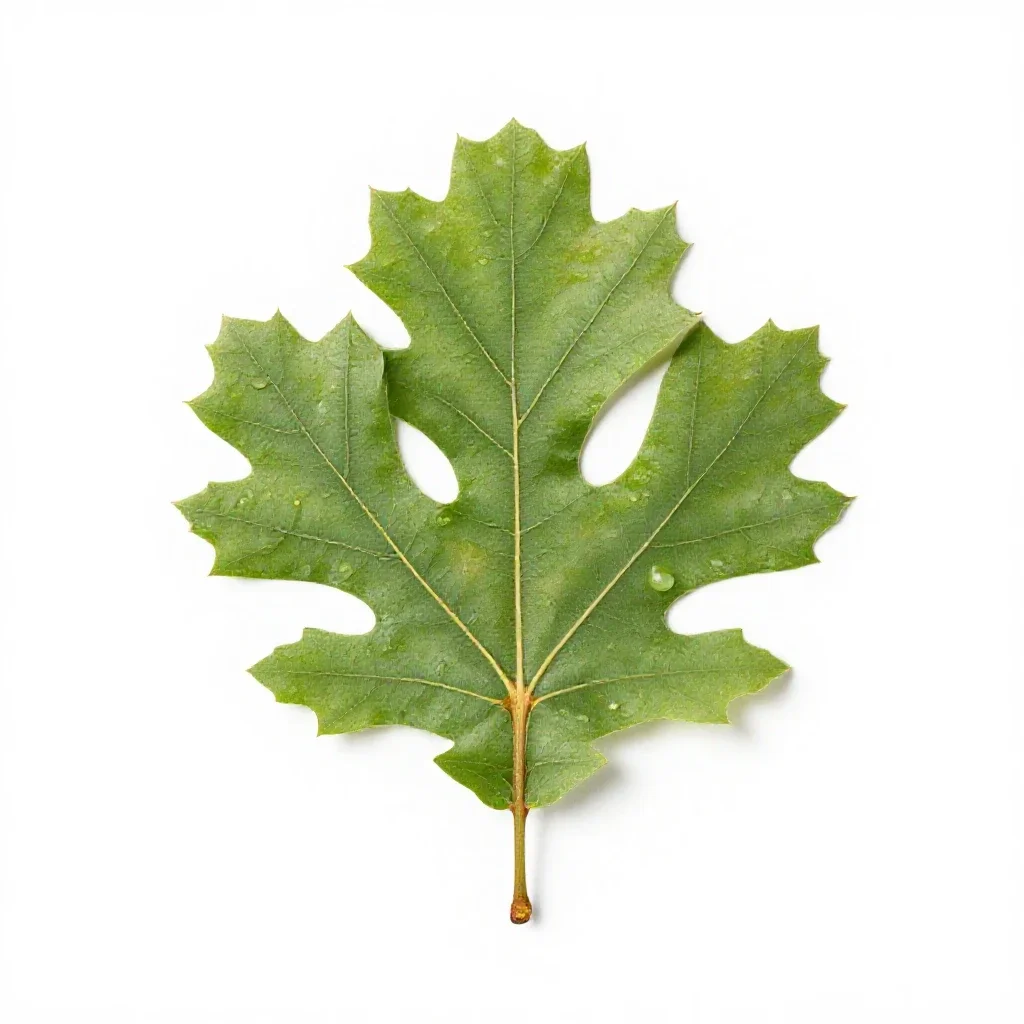 English oak in full leaf isolated on a white background