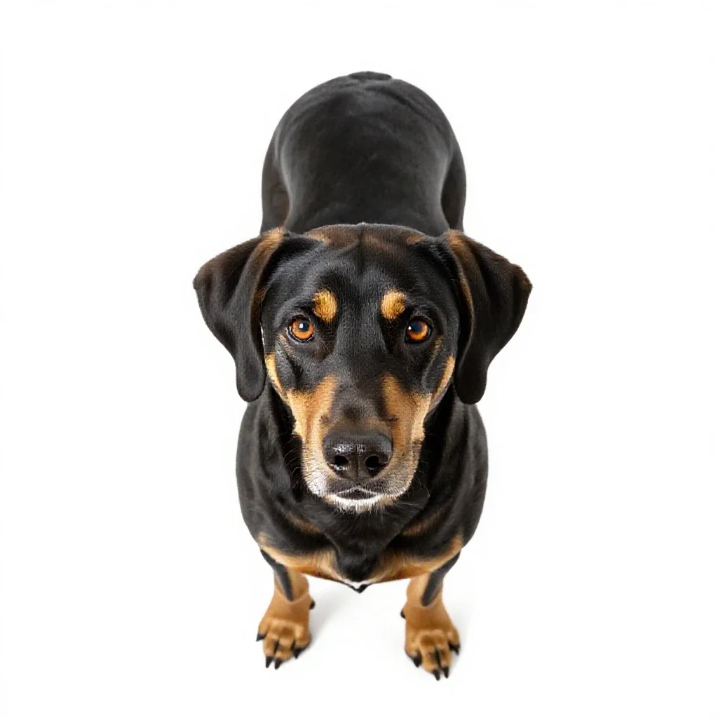 Black-and-tan coonhound isolated on a white background