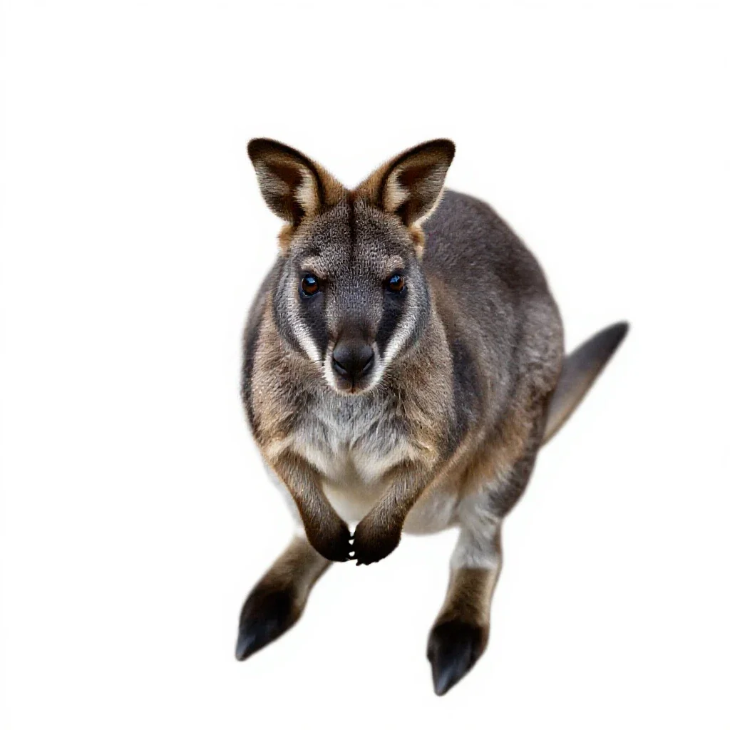 Common wallaby isolated on a white background