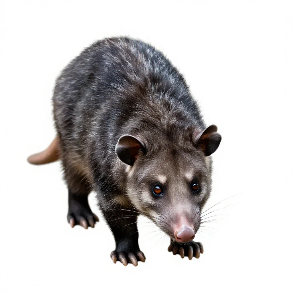 Crab-eating opossum isolated on a white background