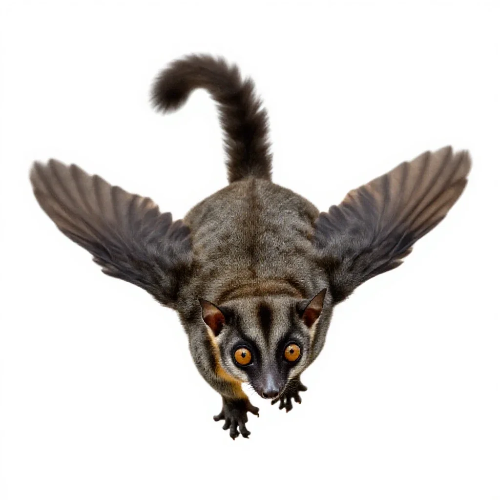 Flying phalanger isolated on a white background