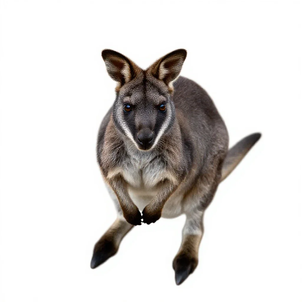Rock wallaby isolated on a white background