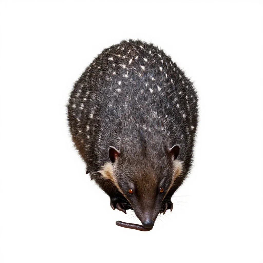 Tailless tenrec isolated on a white background
