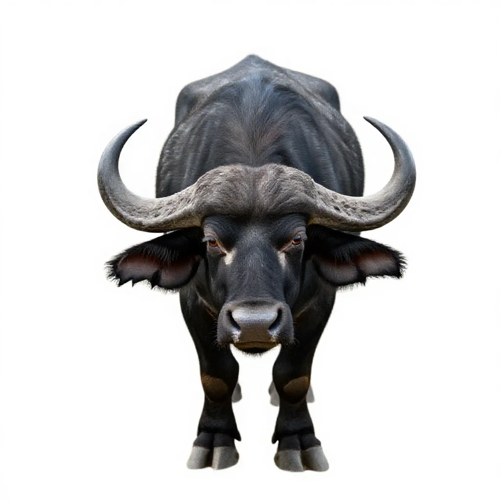 Black buffalo isolated on a white background