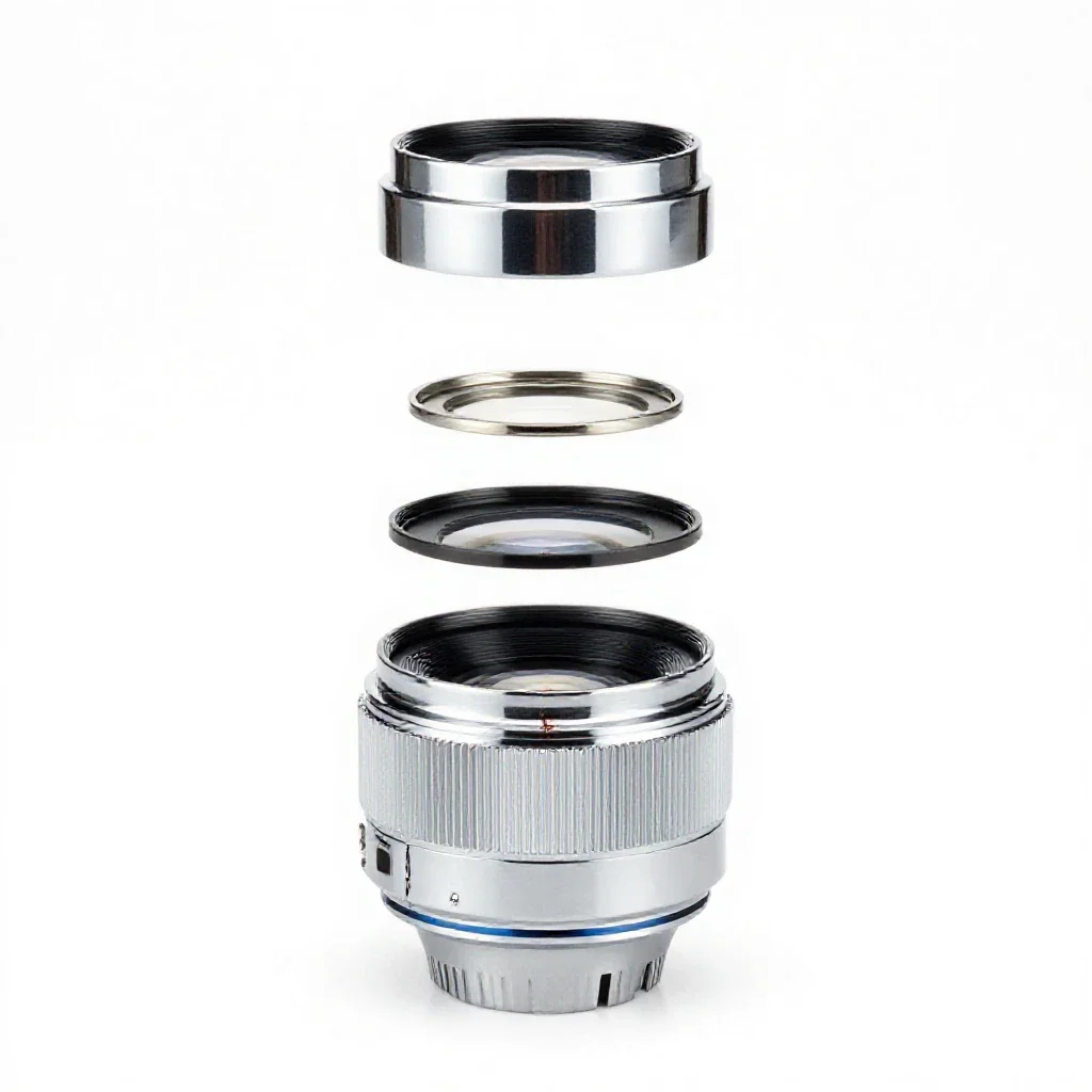 Closeup lens isolated on a white background