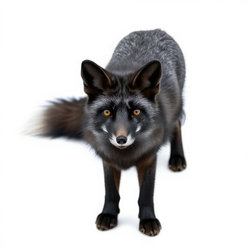 Black fox isolated on a white background