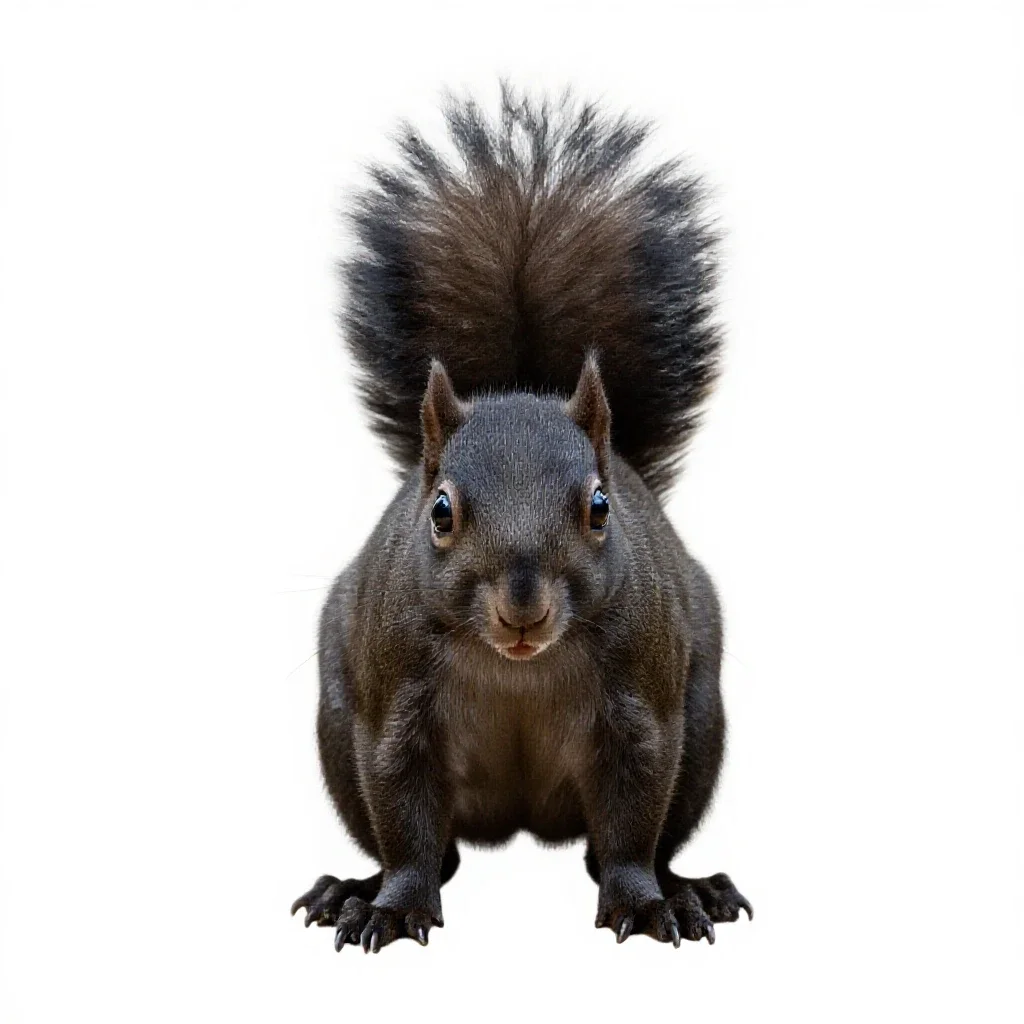 Black squirrel isolated on a white background