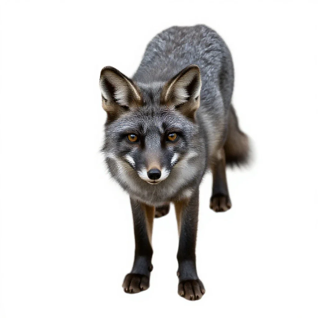 Grey fox isolated on a white background
