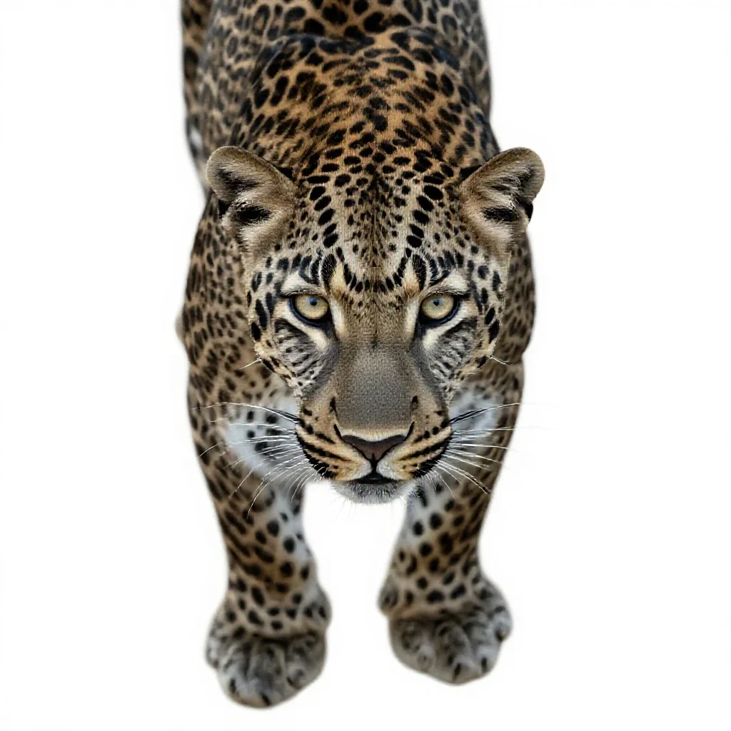 Leopardess isolated on a white background