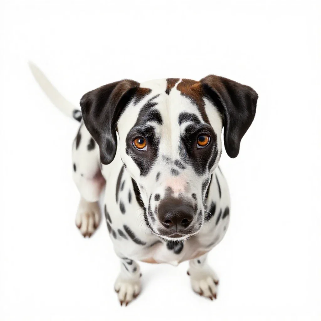 Liver-spotted dalmatian isolated on a white background