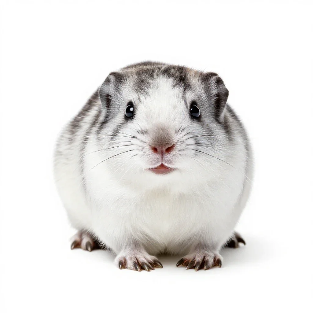 Pied lemming isolated on a white background