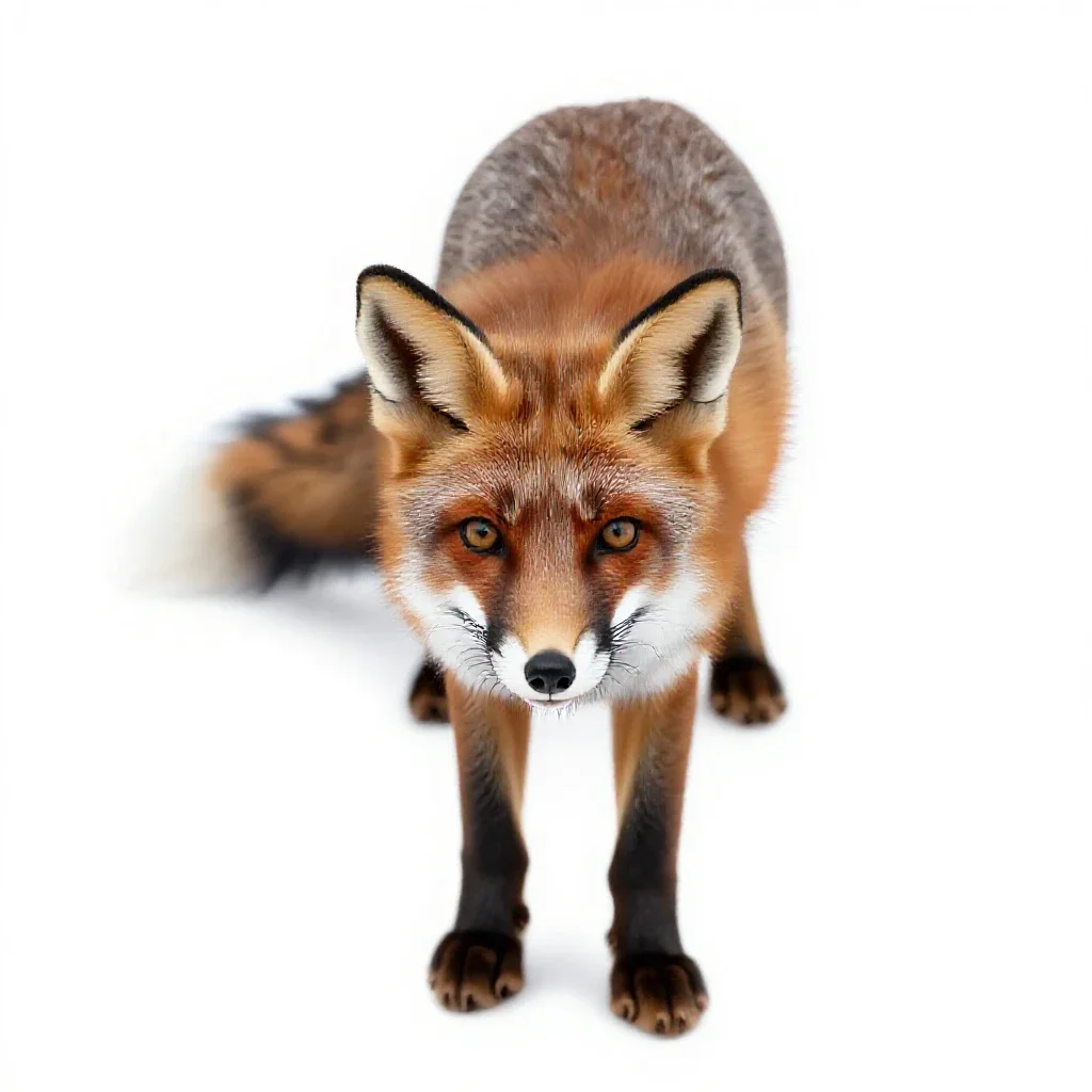 Red fox isolated on a white background