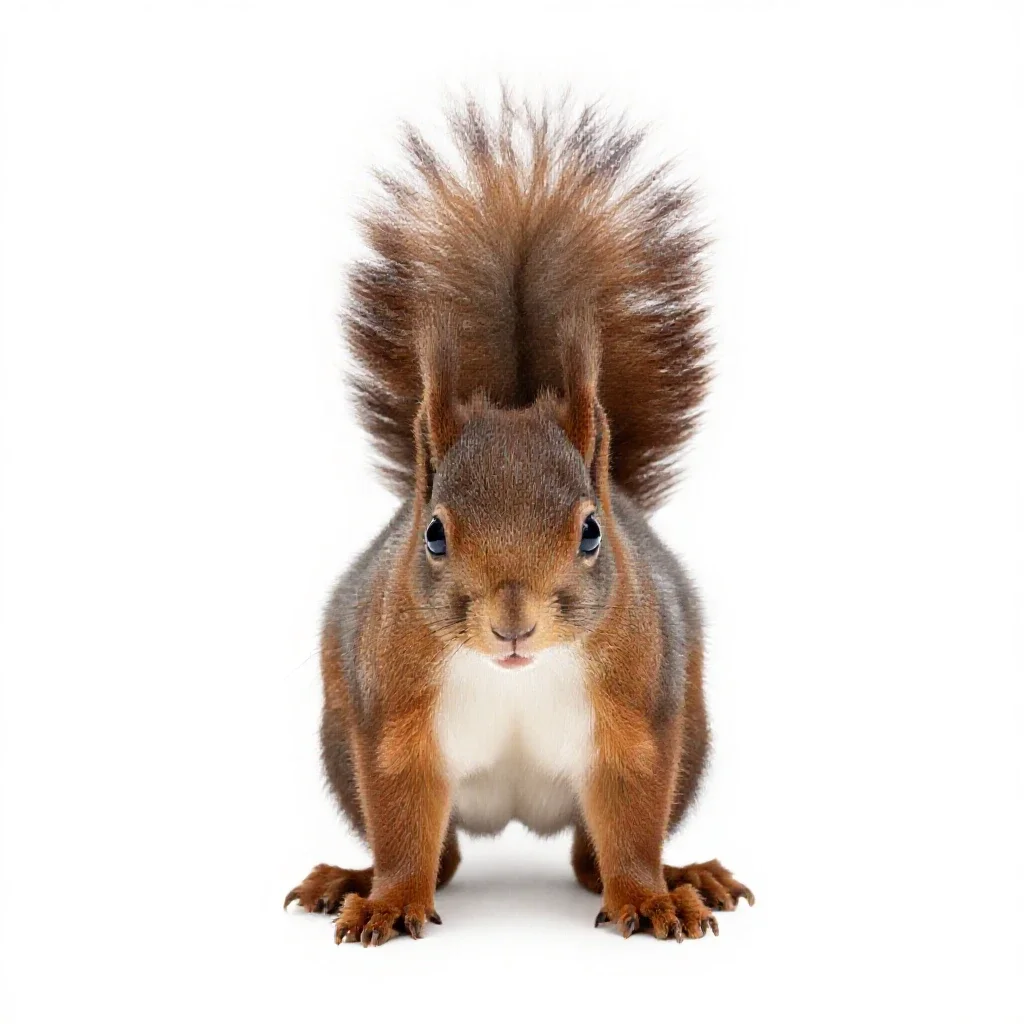 Red squirrel isolated on a white background