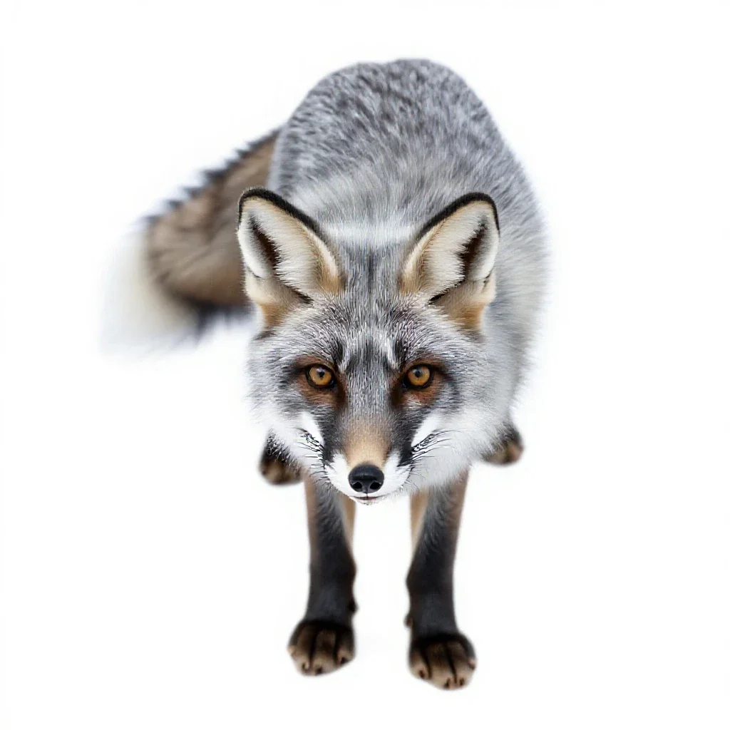 Silver fox isolated on a white background