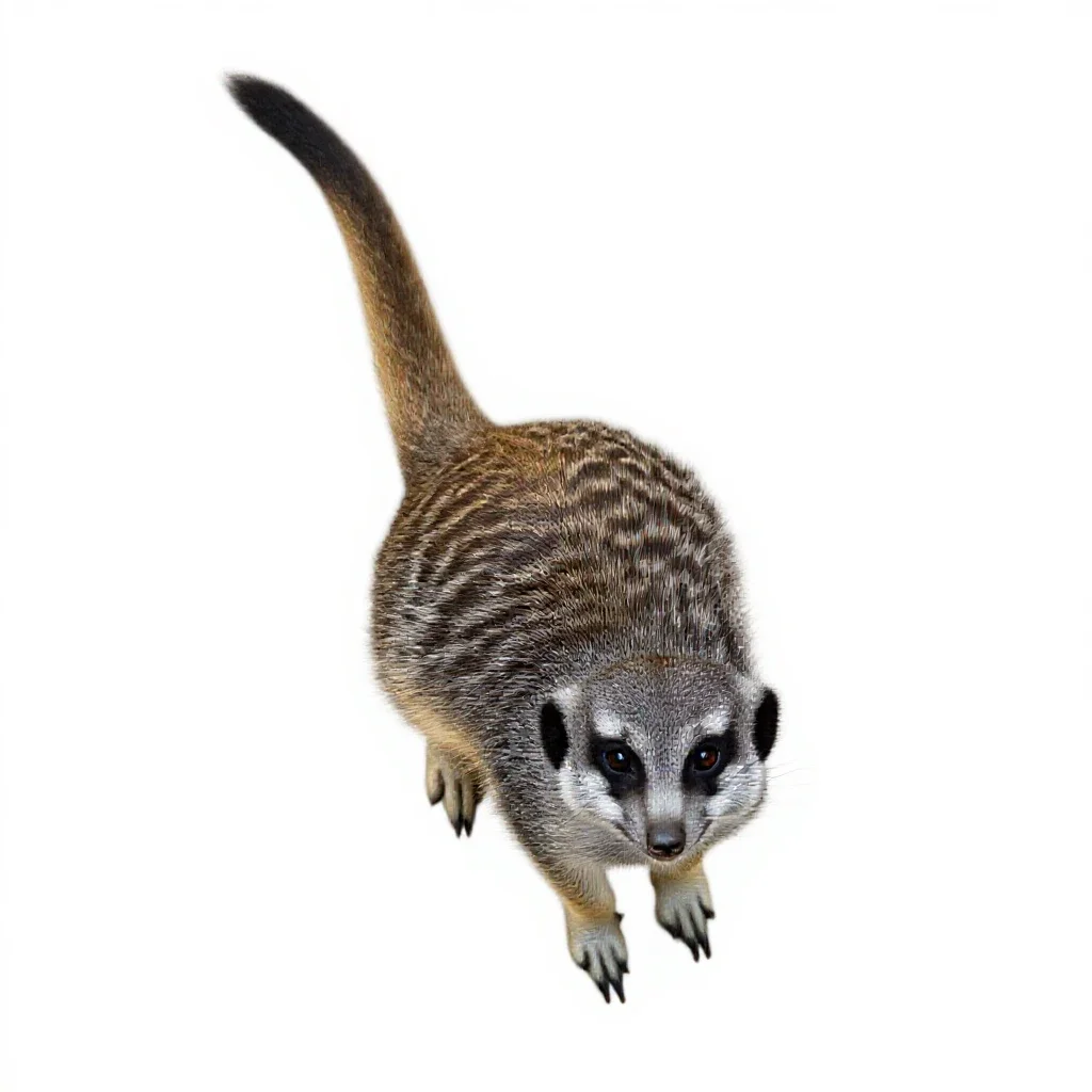 Slender-tailed meerkat isolated on a white background