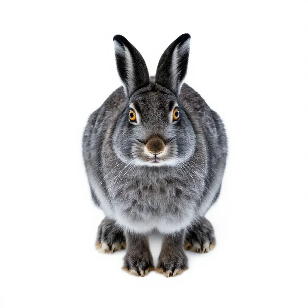 Snowshoe hare isolated on a white background